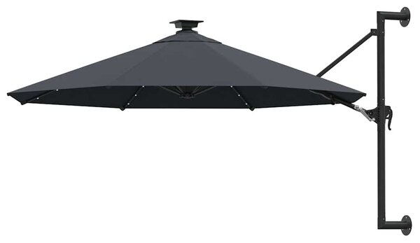 Nástěnný zahradní slunečník s LED 300 cm antracitový 312524