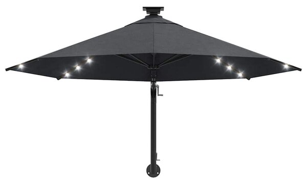 Nástěnný zahradní slunečník s LED 300 cm antracitový 312524