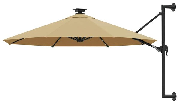 Nástěnný zahradní slunečník s LED 300 cm taupe 312525