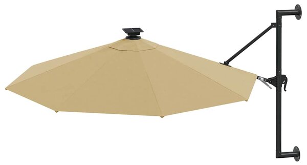 Nástěnný zahradní slunečník s LED 300 cm taupe 312525