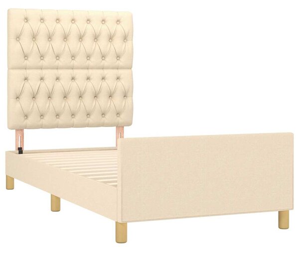 Rám postele bez matrací krémově 90x190 cm textil 3125265