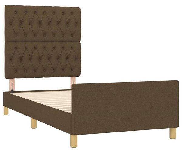 Rám postele bez matrace tmavě hnědá 90 x 190 cm textil 3125263