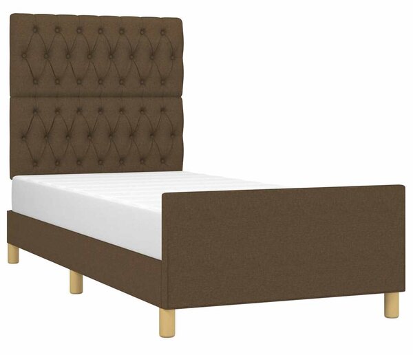 Rám postele bez matrace tmavě hnědá 90 x 190 cm textil 3125263