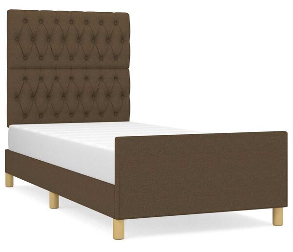 Rám postele bez matrace tmavě hnědá 90 x 190 cm textil 3125263