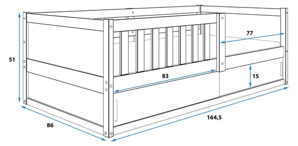 Dětská postel SMART 2 80x160 cm - borovice-bílá