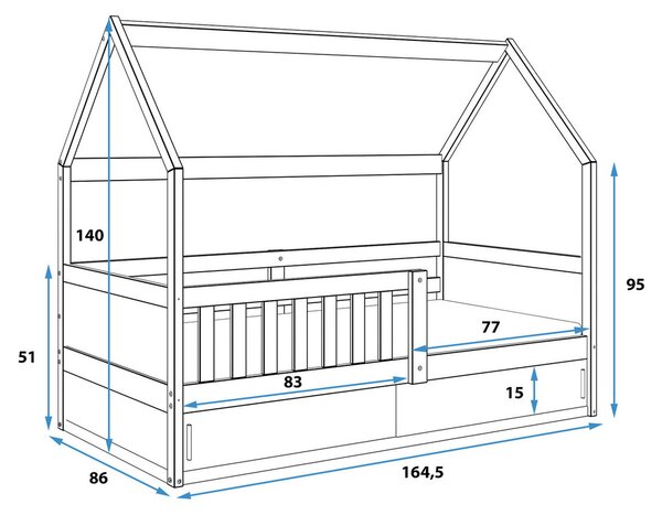 Dětská postel SMART DOMEK 80x160 cm