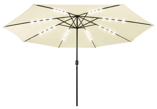 Zahradní slunečník s LED osvětlením 400 cm pískový 312530