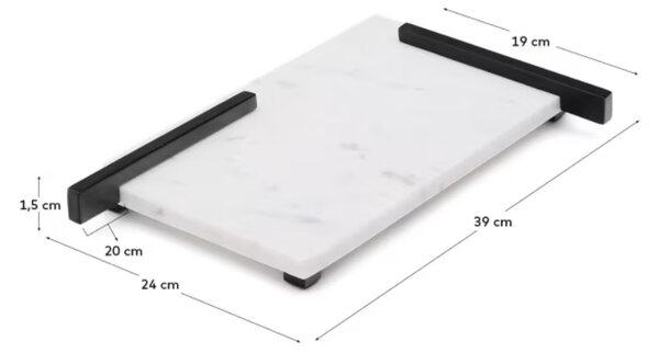 Bílé mramorové servírovací prkénko Kave Home Vira 39 x 24 cm