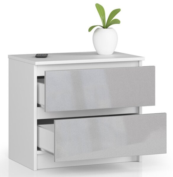 Noční stolek K60 2SZ CLP metalický, lesk