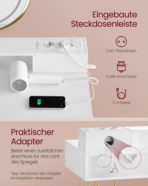 Toaletní stolek se zrcadlem a taburetkou RVT619W01