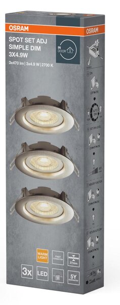 LEDVANCE LED vestavné svítidlo Spot Set Adj Simple Dim 3×4,9 W 2700 K stmívatelné