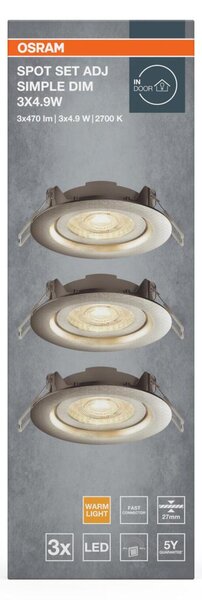 LEDVANCE LED vestavné svítidlo Spot Set Adj Simple Dim 3×4,9 W 2700 K stmívatelné