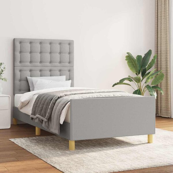 Rám postele bez matrace světle šedá 100 x 200 cm textil 3125357