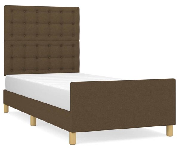 Rám postele s čelem tmavě hnědý 90x190 cm textil 3125344