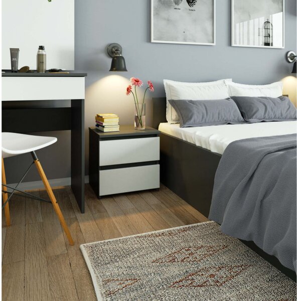 Noční stolek CL2 2SZ CLP grafitový / šedý / bílý