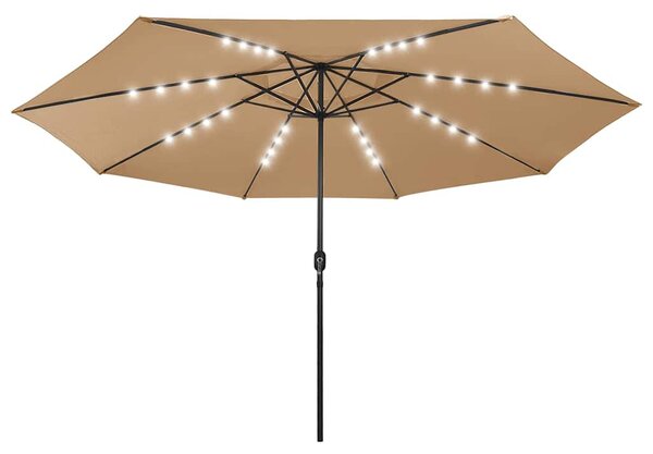 Zahradní slunečník s LED osvětlením 400 cm taupe 312533