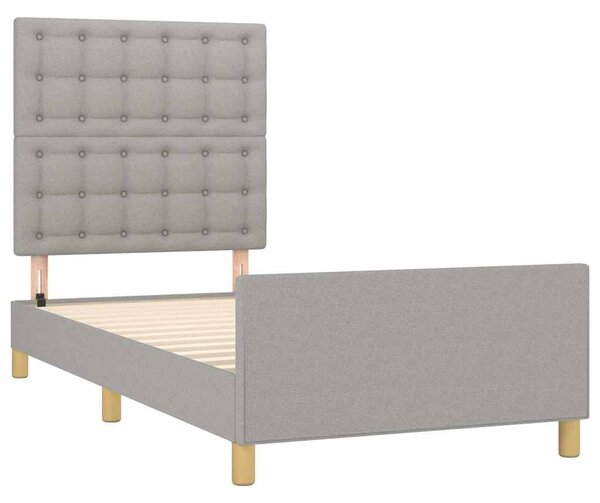 Rám postele bez matrace světle šedá 100 x 200 cm textil 3125357