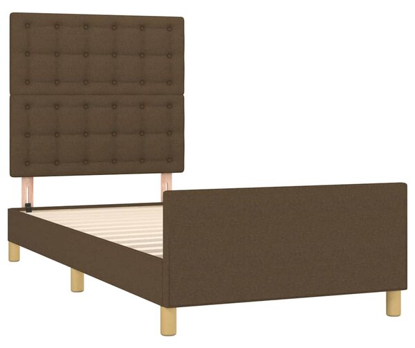 Rám postele s čelem tmavě hnědý 90x190 cm textil 3125344