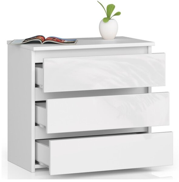 Noční stolek CL3 60 cm bílý / bílý, lesk