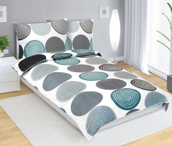 BELLATEX Mikroflanelové povlečení Zelená, Šedá 140x200 cm. 70x90 cm