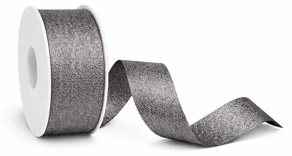 Stuha taftová HIGH SOCIETY Anthracite Silver antracitová matná 40mm x 3m (10,-Kč/m)