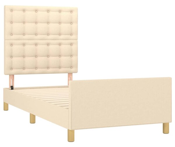 Rám postele s čelem krémový 90x190 cm textil 3125346