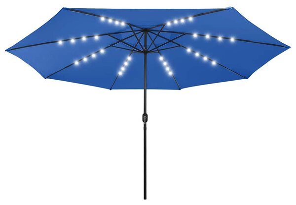 Zahradní slunečník s LED osvětlením 400 cm azurově modrý 312537