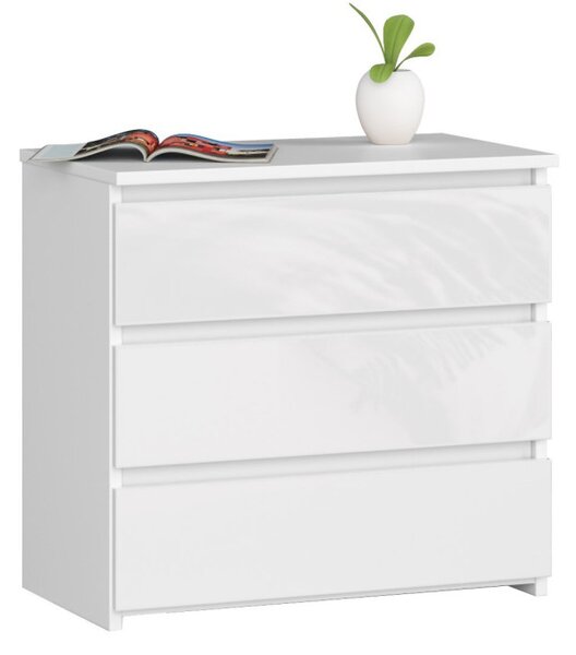 Noční stolek CL3 60 cm bílý / bílý, lesk