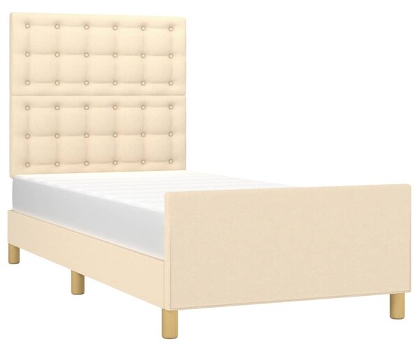 Rám postele s čelem krémový 90x190 cm textil 3125346
