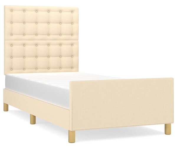 Rám postele s čelem krémový 90x190 cm textil 3125346