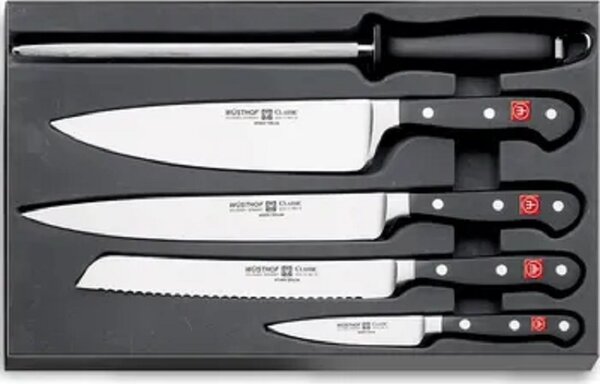 Gourmet tmavý blok + nože a ocilkou, set 6 ks Zwilling (tmavé bukové dřeva )