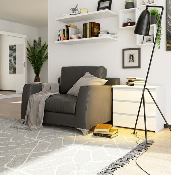 Noční stolek CL3 60 cm bílý / bílý, lesk
