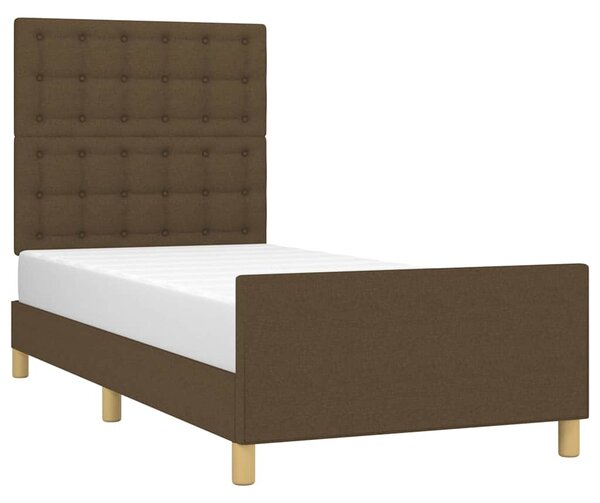 Rám postele s čelem tmavě hnědý 90x190 cm textil 3125344