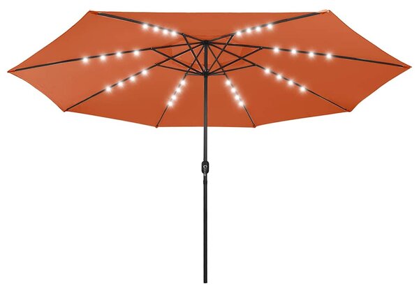 Zahradní slunečník s LED osvětlením 400 cm terakotový 312535