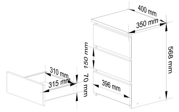 Noční stolek CL3/40 olcha