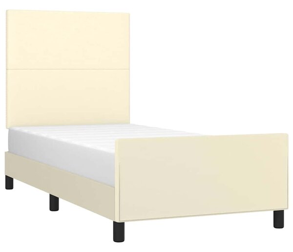 Rám postele s čelem krémový 80 x 200 cm umělá kůže 3125417