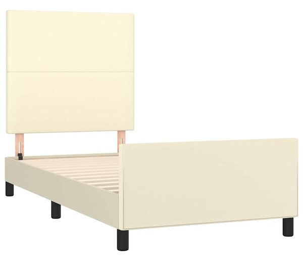 Rám postele s čelem krémový 80 x 200 cm umělá kůže 3125417