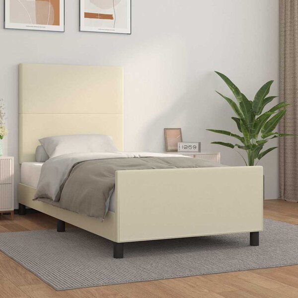Rám postele s čelem krémový 80 x 200 cm umělá kůže 3125417