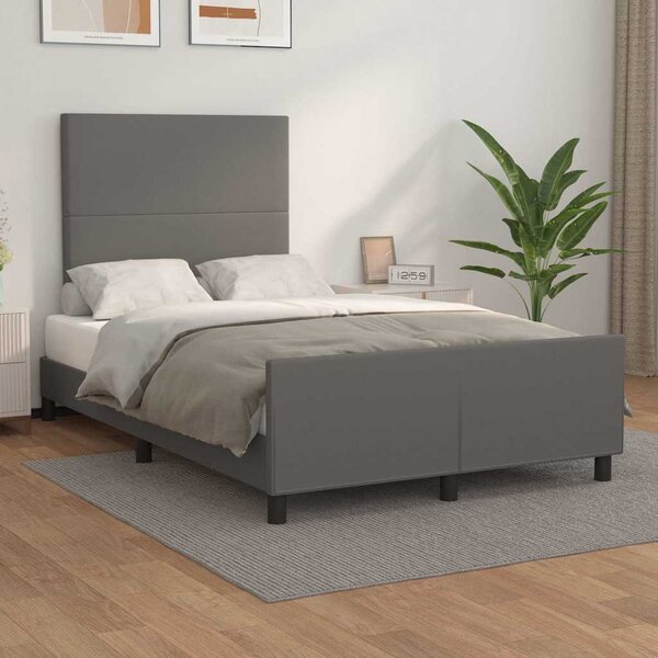 Rám postele s čelem šedý 120x200 cm umělá kůže 3125443