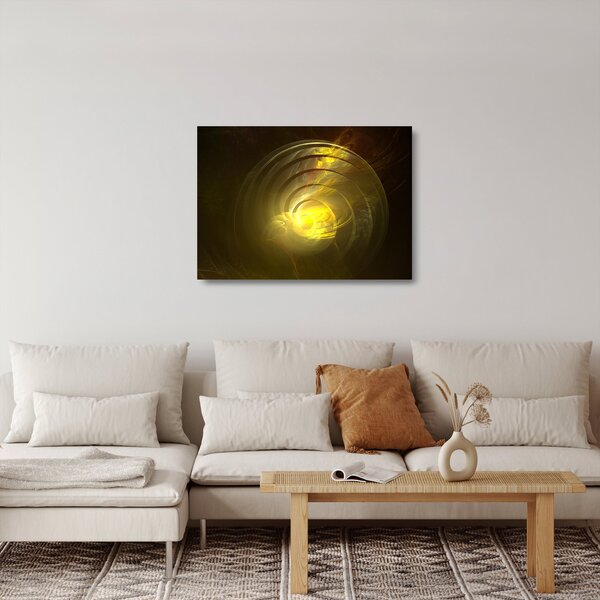Skleněný obraz žluté abstraktní spirály (70x50 cm)