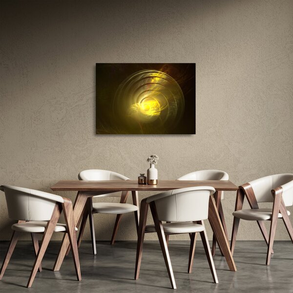 Skleněný obraz žluté abstraktní spirály (70x50 cm)