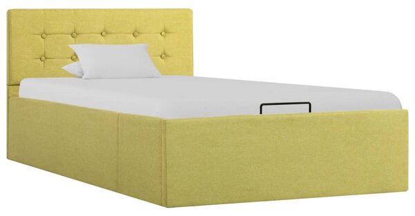Rám postele úložný prostor limetkově žlutý textil 100 x 200 cm