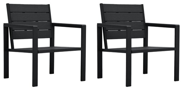 Zahradní židle 2 ks černé HDPE dřevěný vzhled
