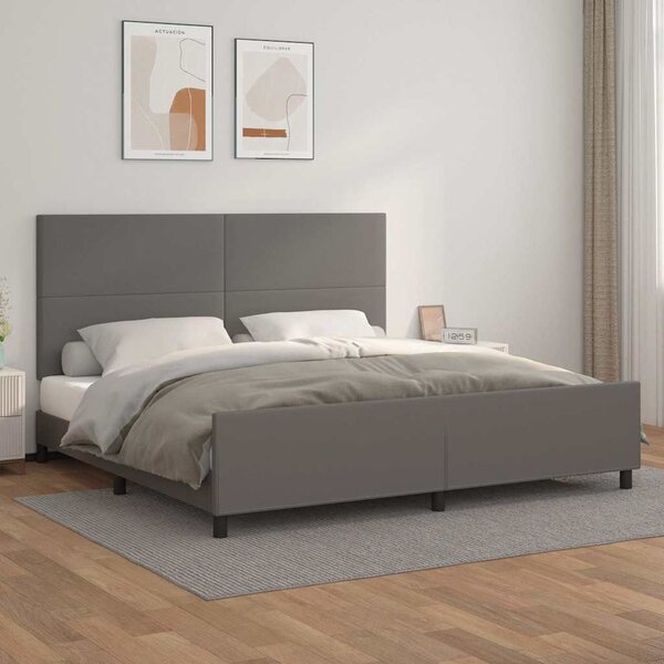 Rám postele s čelem šedý 200x200 cm umělá kůže 3125473