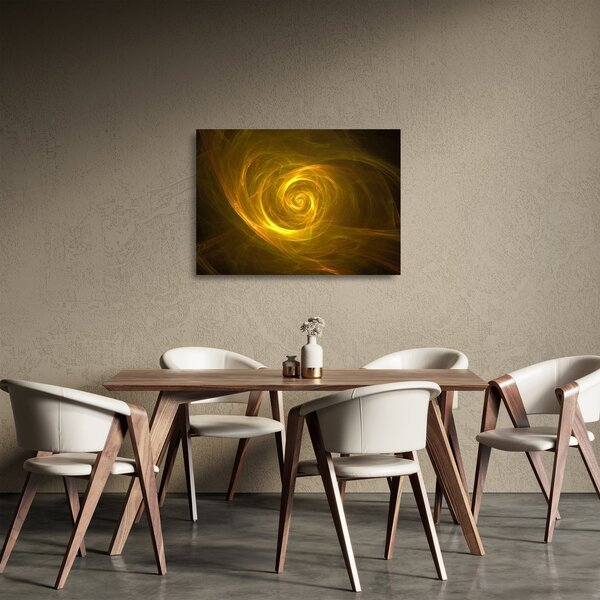 Skleněný obraz abstraktní žluté spirály (70x50 cm)