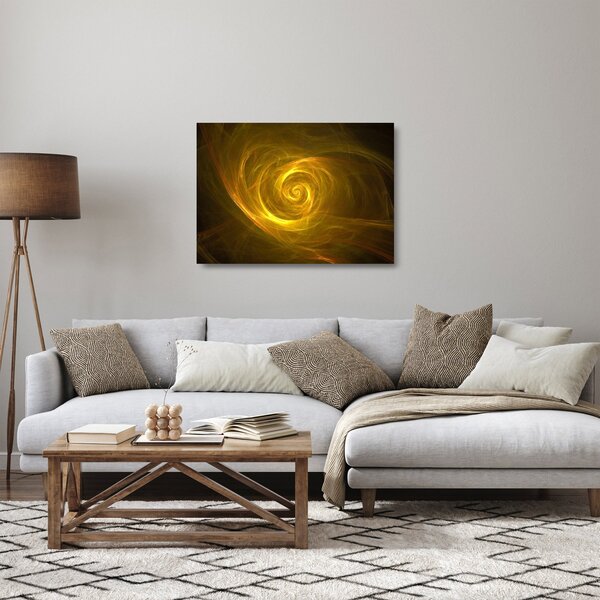 Skleněný obraz abstraktní žluté spirály (70x50 cm)