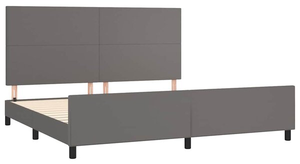 Rám postele s čelem šedý 200x200 cm umělá kůže 3125473