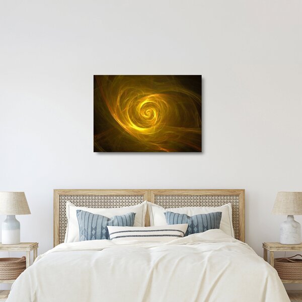 Skleněný obraz abstraktní žluté spirály (70x50 cm)