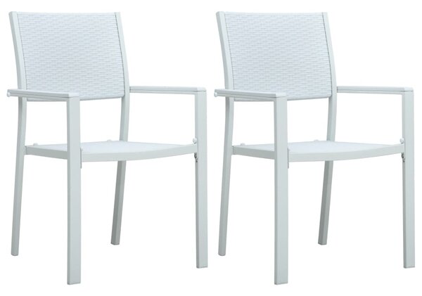 Zahradní židle 2 ks bílé plast ratanový vzhled