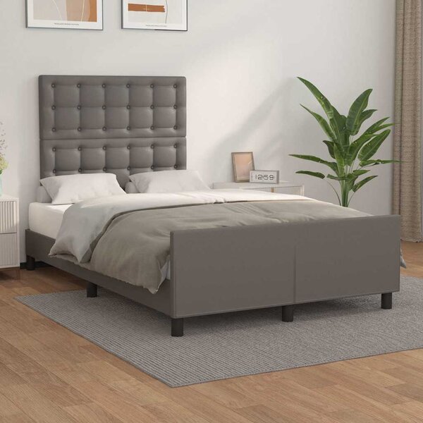 Rám postele s čelem šedý 120x200 cm umělá kůže 3125565